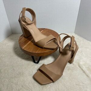 a new day Beige Strappy Block Heels